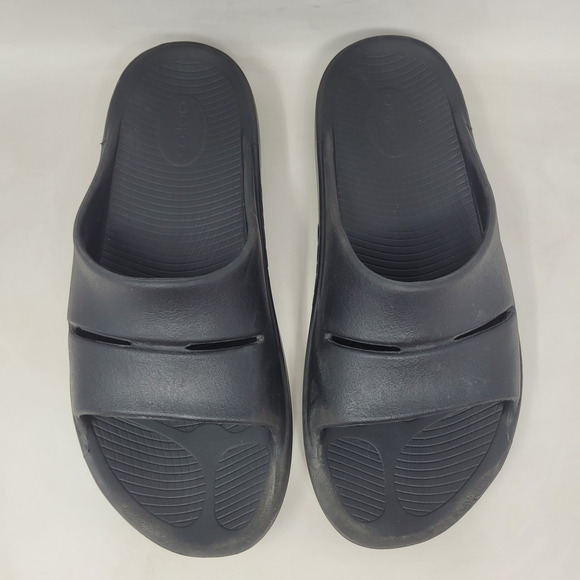 Oofos Ooahh Slides Mens 11 Black Slip On Slide Recovery Sandals Unisex Comfort main image 11